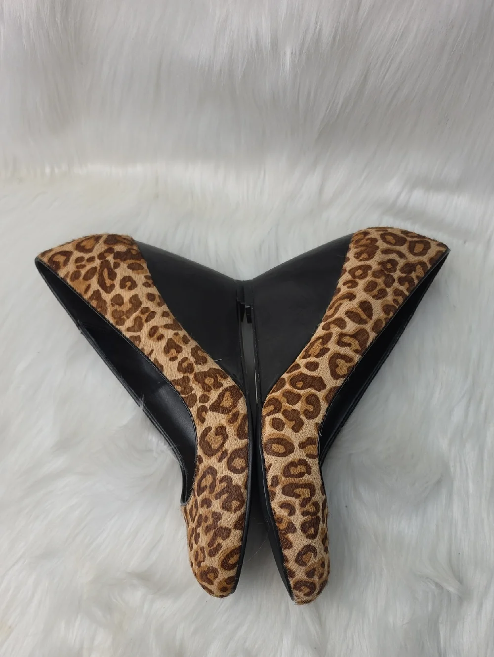 COLE HAAN Leopard‎ Animal Print Calf Hair Rounded Toe Patent Wedge Heels 7.5 NEW